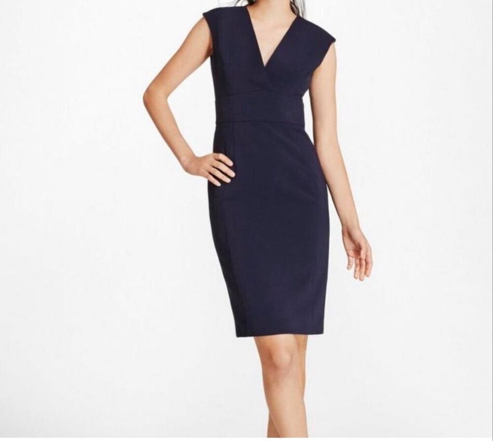 Brooks Brothers Navy Double Weave Sheath Dress Size 12